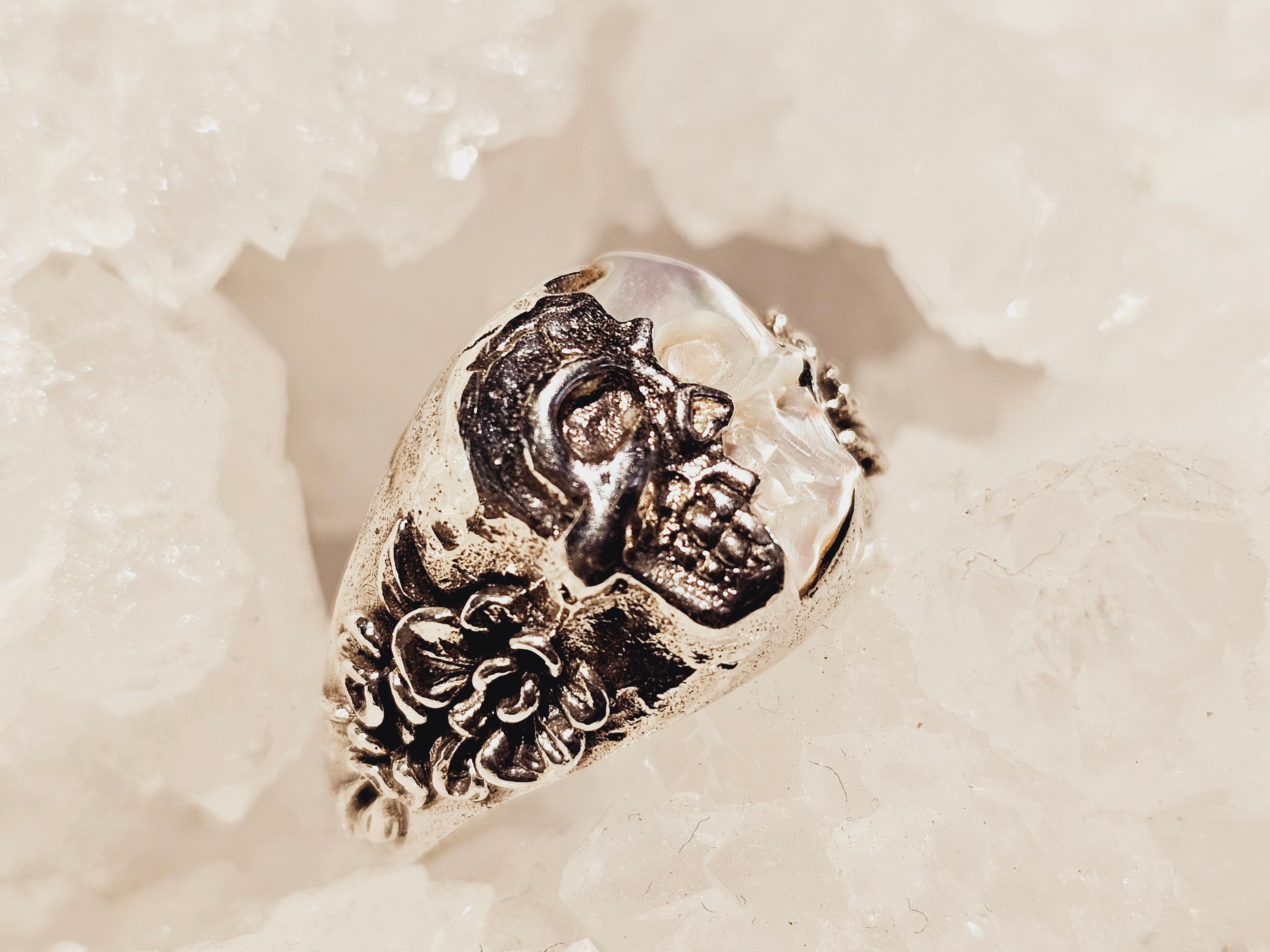 Skull and Mother of pearl Ring ON SALE 50%