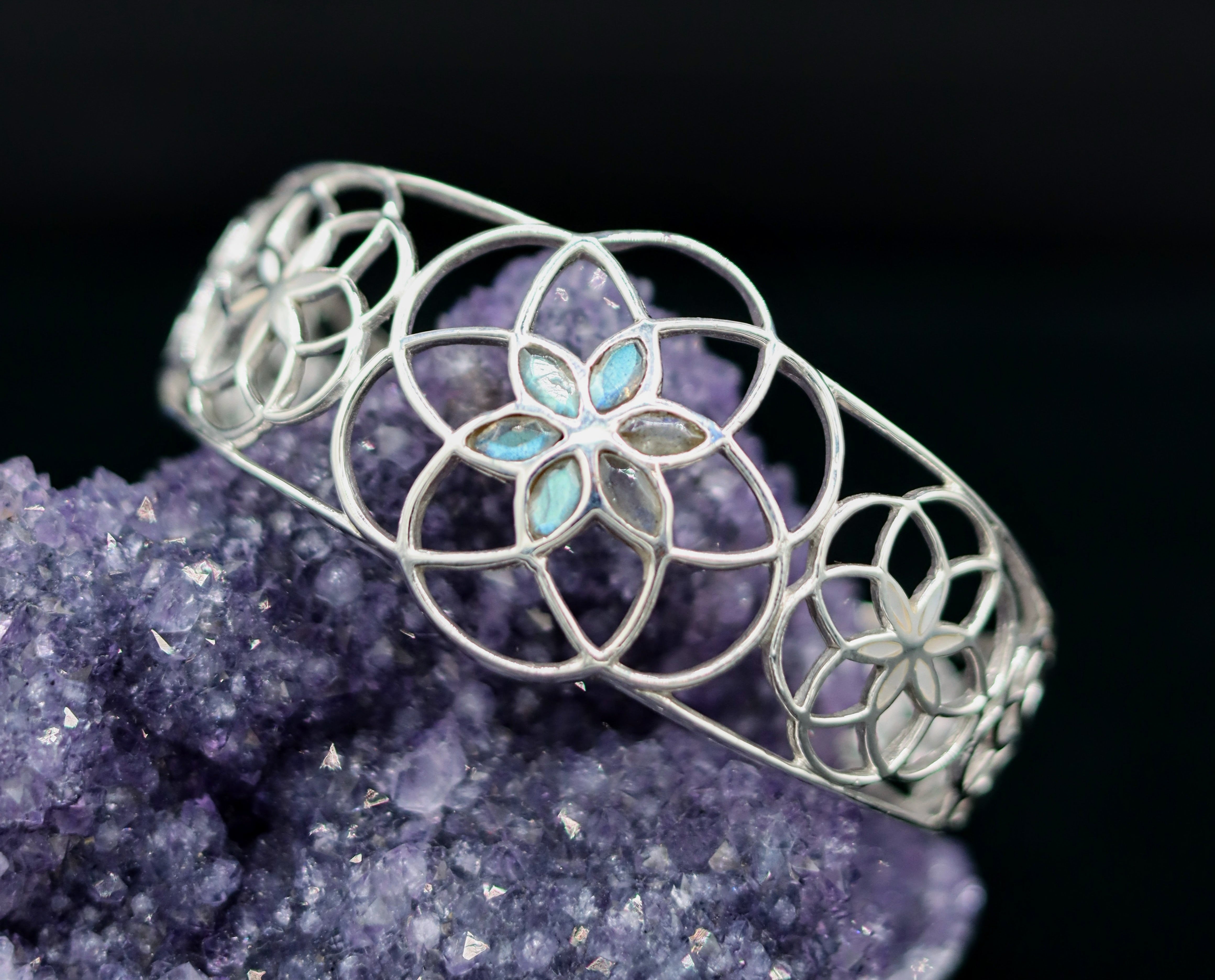 Flower Of Life Cuff Bracelet