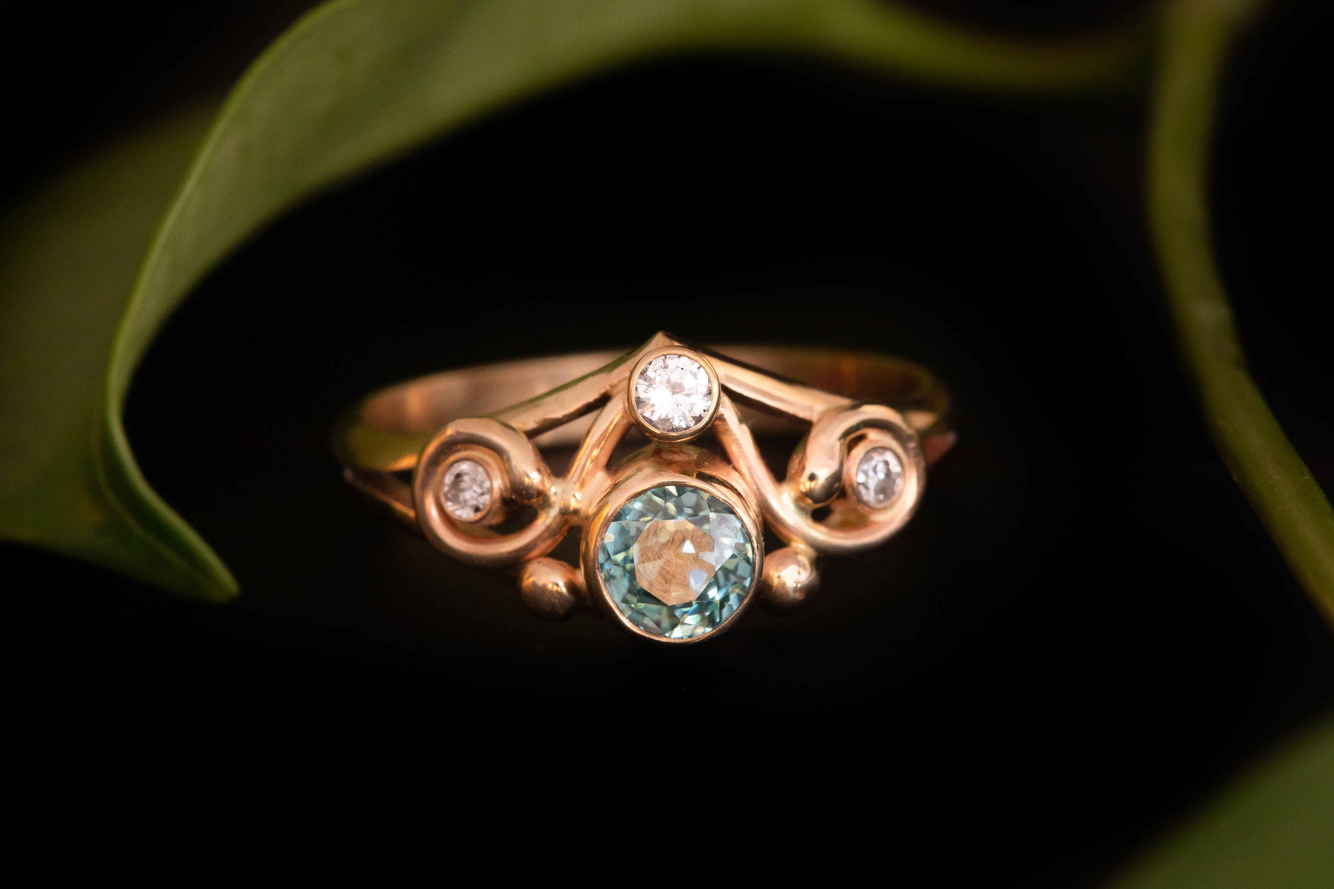 Blue Zircon Ring in 14K SOLD