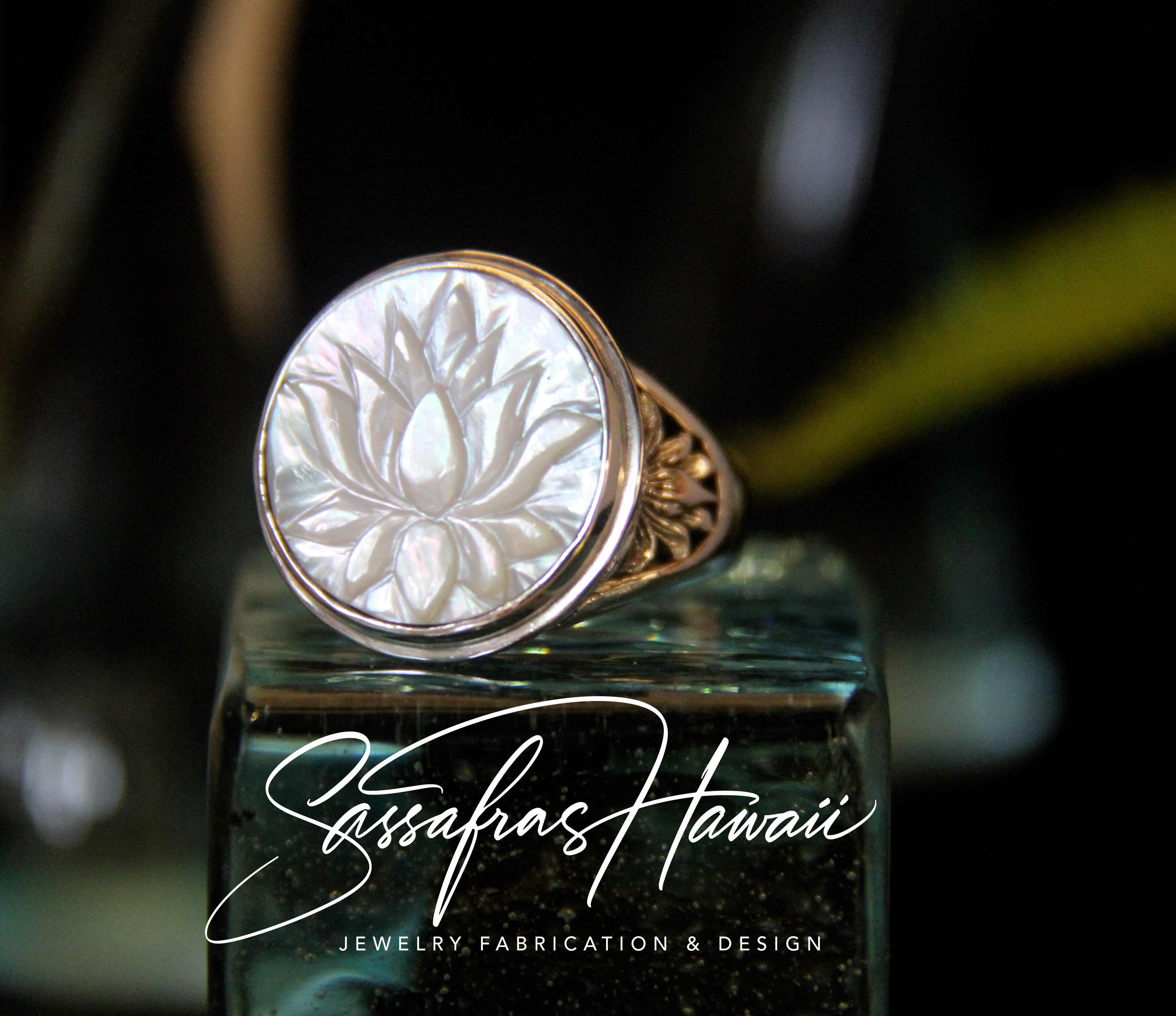 Mother Of Pearl Lotus Ring
