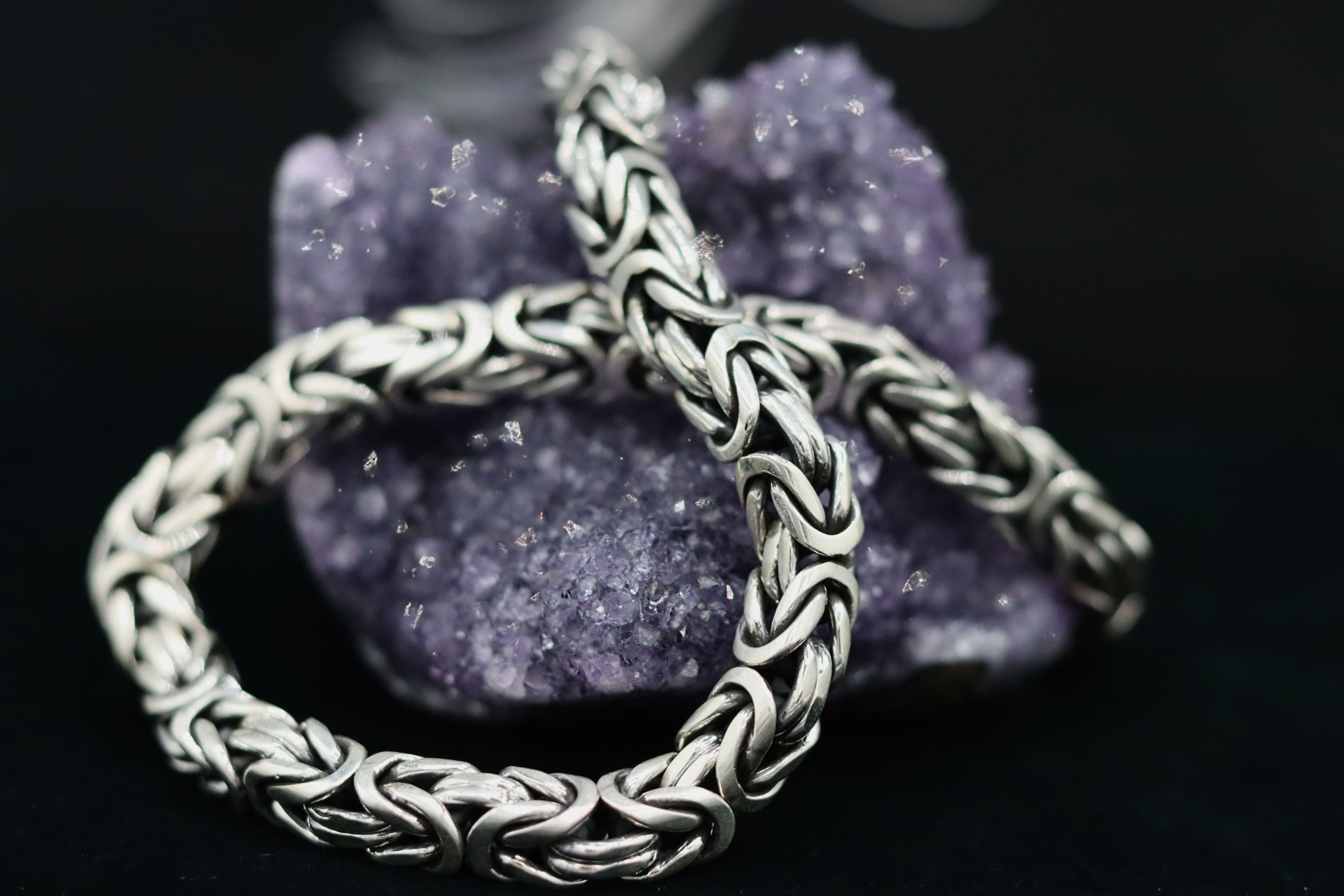 Braided Leather Bracelet with Byzantine Sterling Silver Clasp
